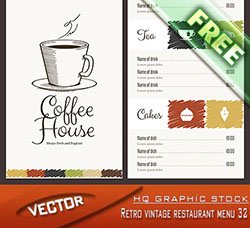 咖啡广告：Retro vintage restaurant menu